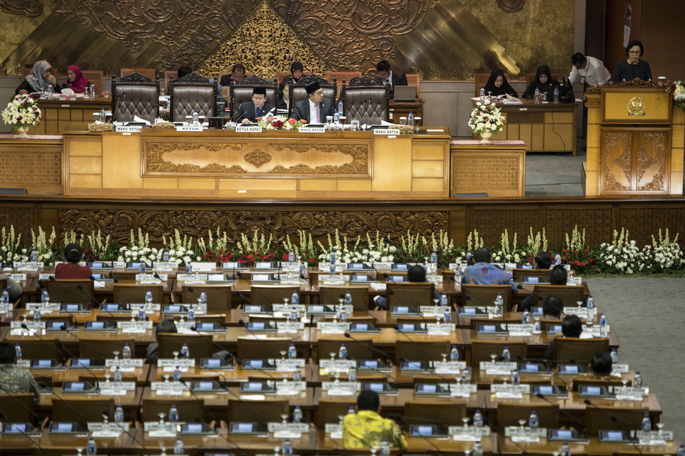 The House of Representatives is mulling adding an additional two deputy speaker posts during deliberations on revisions of the Law on Legislative Bodies, or MD3 Law. (Antara Photo/Sigid Kurniawan)