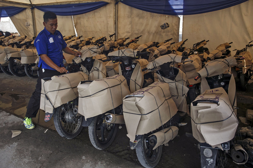 Motorcycle sales in Indonesia fell 5.3 percent in October from a year earlier, data from an industry association showed on Friday (11/11). (Antara Photo)
