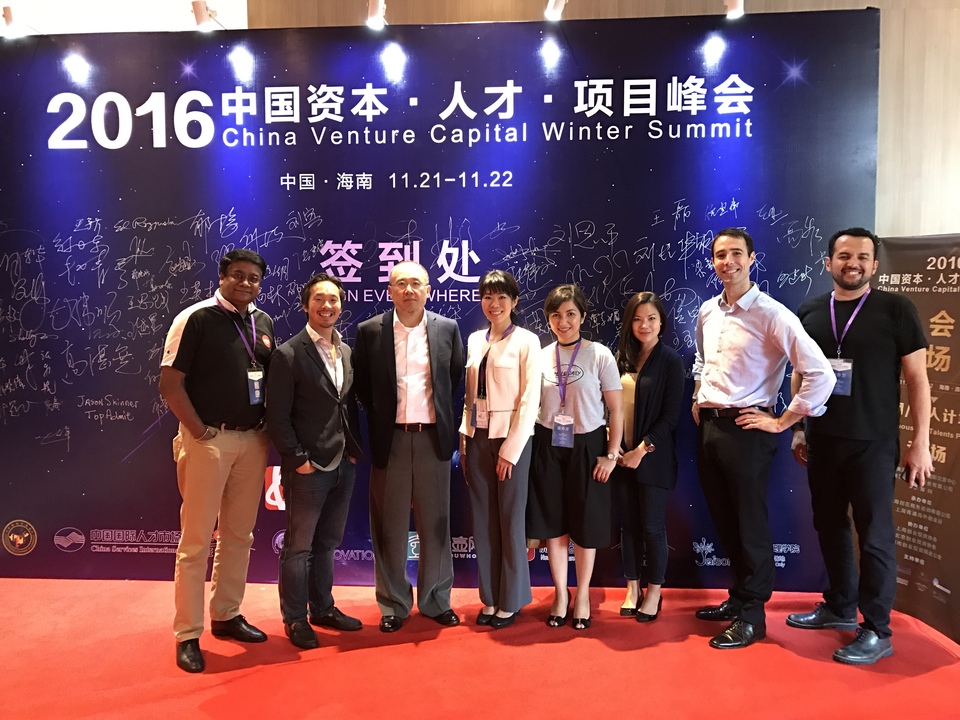 Convergence Ventures' founders and team with Wang Ruiping, third from the left, Chairman and Managing Partner of TDR Capital. (Pooto courtesy of Convergence Ventures)
