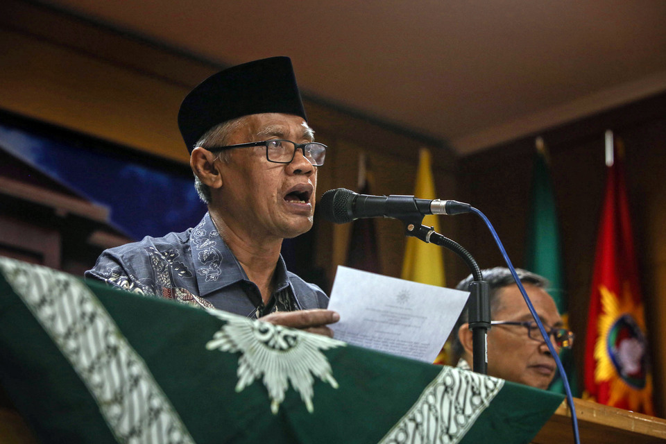 Haedar Nashir, chairman of Muhammadiyah, the second largest Islamic organization in Indonesia. (Antara Photo/Rivan Awal Lingga)