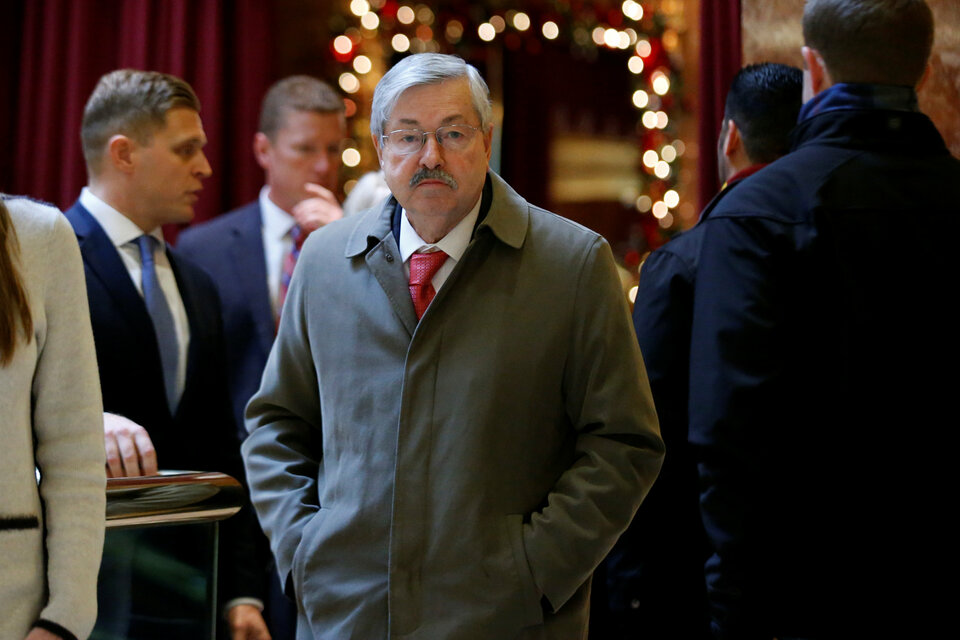 Governor of Iowa Terry Branstad arrives to meet with US President Donald Trump at Trump Tower in Manhattan, New York City, on Dec. 6, 2016. He is now Trump's pick for ambassador to China. (Reuters Photo/Brendan McDermid)