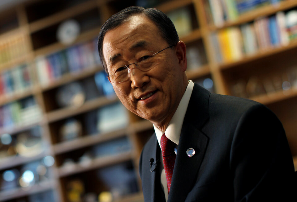 A US bribery case against two relatives has cast a pall over former United Nations chief Ban Ki-moon's planned return this week to South Korea, where he is expected to launch a bid to run for president.  (Reuters Photo/Mike Segar)
