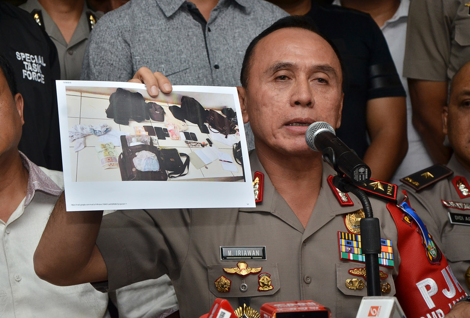 Police deliver a press conference on the Pulomas murder-robbery case last Wednesday, Dec. 28. (Antara Photo/Fakhri Hermansyah)