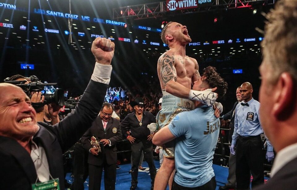 Undefeated Irish boxer and two-division world champion Carl Frampton says he wants to make history by becoming the first Irish fighter in boxing to hold world titles in three different weight divisions. (Photo courtesy of IrishBoxersArmy Twitter account)