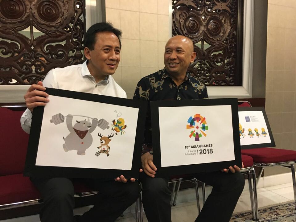 The mascots and logo for the 2018 Asian Games. (Photo courtesy of Presidential Staff Office)
