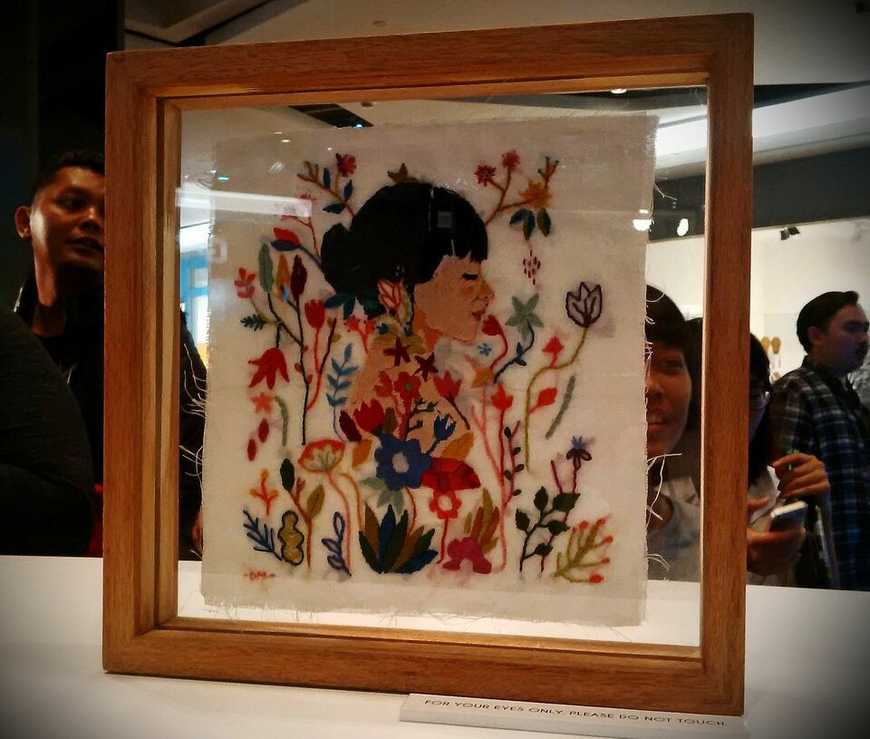 Diela Maharanie's embroidery 'Tumbuh' is showcased at Broken Heart Gallery in Plaza Indonesia. (JG Photo/Sylviana Hamdani)