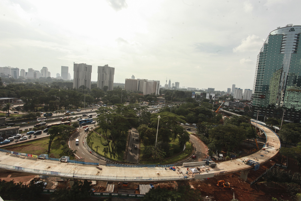 An aerial view of the Semanggi overpass in Jakarta on Feb. 28. (Antara Photo/Muhammad Adimaja)