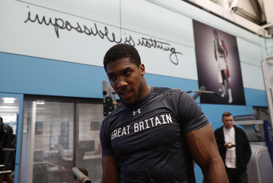 Anthony Joshua participates in a media session at the English Institute of Sport in Sheffield, Britain, on April 19. (Reuters Photo/Lee Smith)