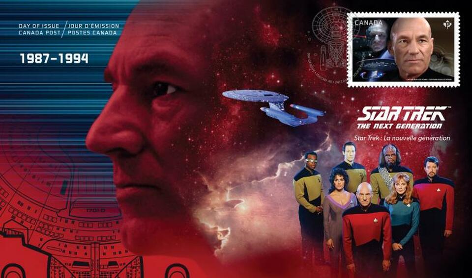 A Star Trek stamp, part of a set of seven issued by Canada Post, is pictured in this undated handout photo obtained by Reuters April 28, 2017. (Photo courtesy of Canada Post/Handout via Reuters)
