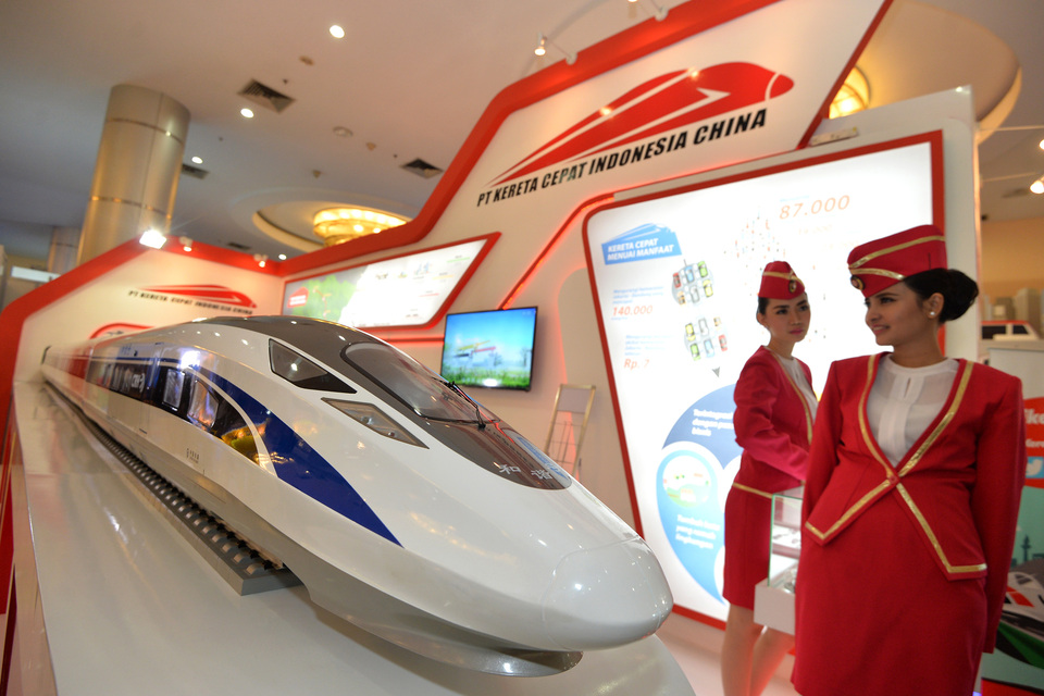 A model of the Jakarta-Bandung high-speed train. (Antara Photo/Sigid Kurniawan)