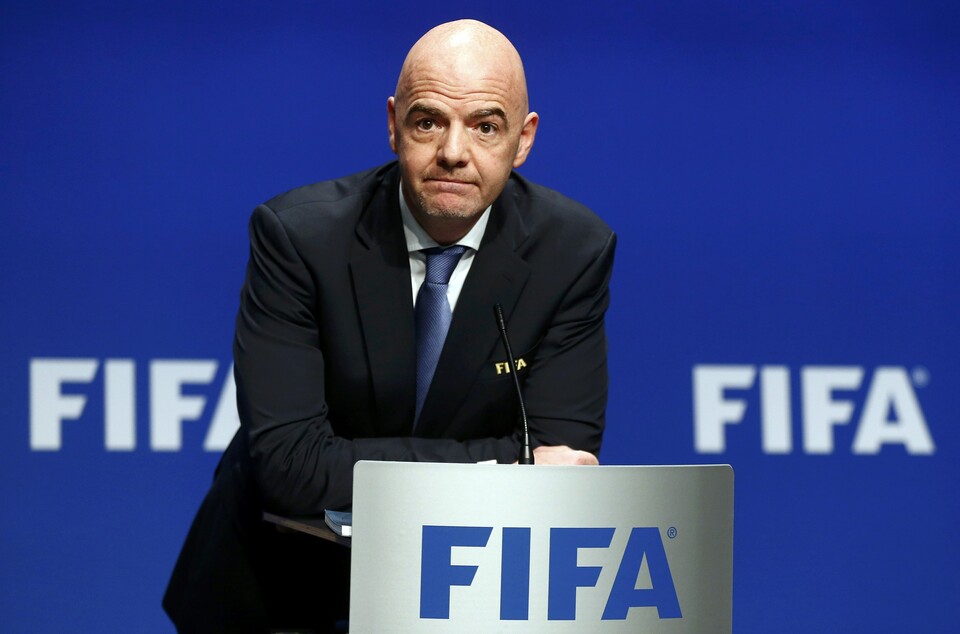 FIFA President Gianni Infantino at a news conference. (Reuters Photo/Arnd Wiegmann)