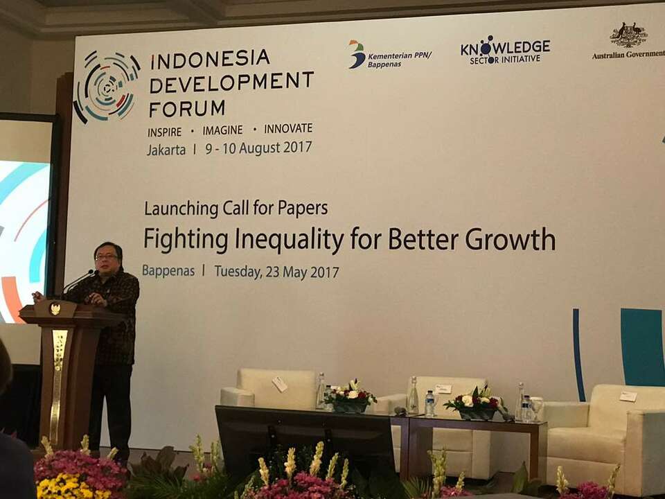 Minister of National Development Planning Bambang Brodjonegoro was speaking at the the Indonesia Development Forum, or IDF, launch event in Jakarta on Tuesday (23/05). (Photo courtesy of syn·the·sis)
