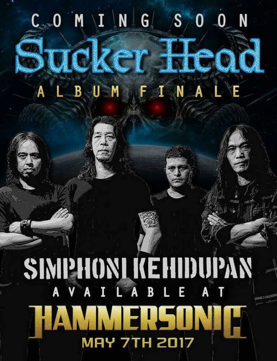 Indonesian thrash metal band Sucker Head will hold its last performance at the 2017 Hammersonic Festival at Eco Park Ancol in North Jakarta on Sunday (07/05) to pay a tribute to its legendary bassist, vocalist and founder, Krisna J. Sadrach. (Photo courtesy of Revision Live Media) 