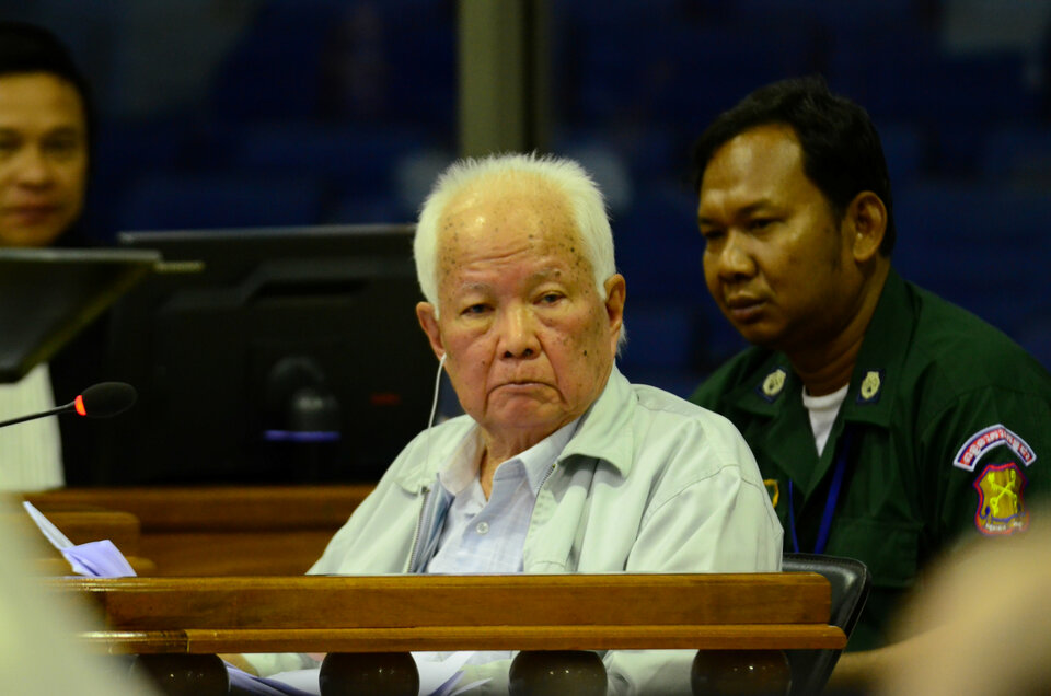 Former Khmer Rouge leader Khieu Samphan attends the closing statement in case 002/02 against former Khmer Rouge leaders Nuon Chea and Khieu Samphan, at the courtroom of the Extraordinary Chambers in the Courts of Cambodia (ECCC), on the outskirts of Phnom Penh, Cambodia, June 23, 2017.   (Reuters Photo/Nhet Sok Heng)