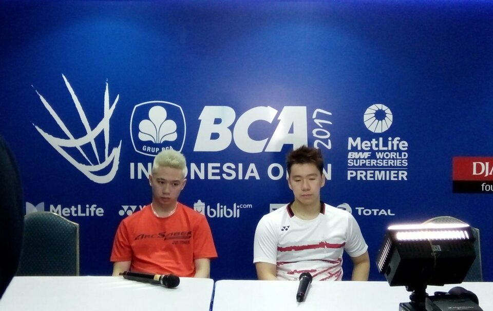  Indonesia's top seeded badminton men's doubles pair Marcus Fernaldi Gideon and Kevin Sanjaya Sukamuljo disappointed fans after losing in the first round of the 2017 Indonesia Open on Wednesday (14/06). (Photo courtesy of Indonesian Badminton Federation)
