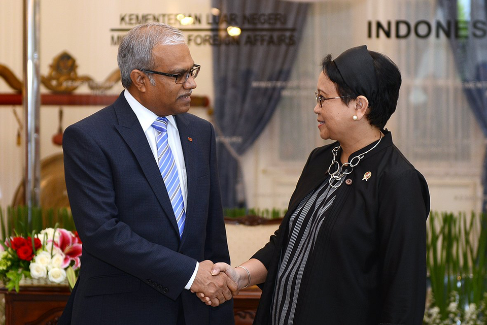 The foreign ministers of Indonesia and Maldives agreed to strengthen bilateral relations and diversify cooperation across several sectors, including in tourism, fisheries and trade in a meeting on Wednesday (21/06) in Jakarta. (Photo courtesy of Foreign Affairs Ministry)