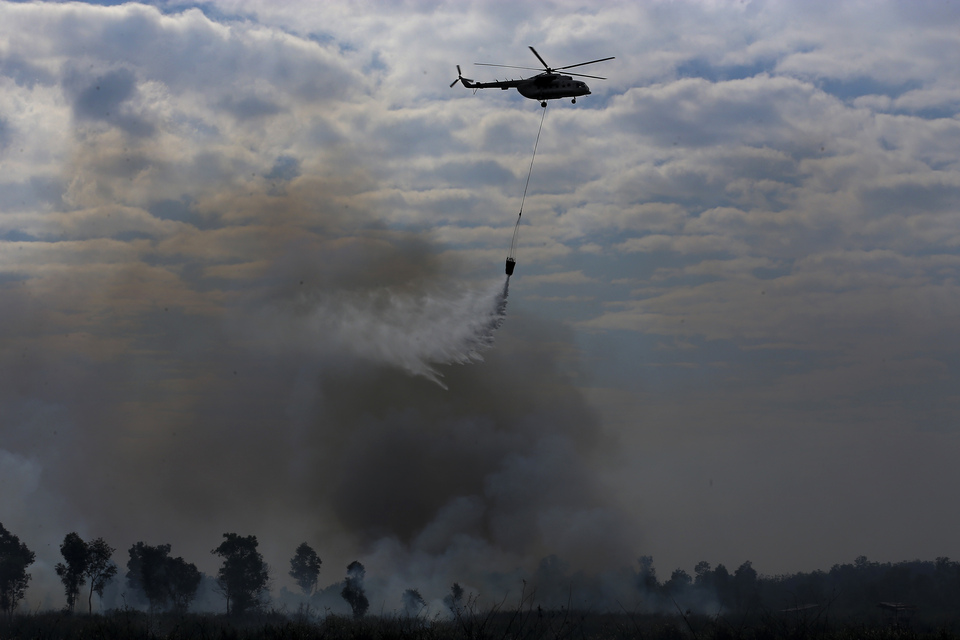 Indonesia's disaster mitigation agency (BNPB) has warned of an escalating threat of forest fires with the dry season expected to peak in coming months, while hot spots detected in the province of Aceh have already been causing choking smoke.  (Antara Photo/Nova Wahyudi)