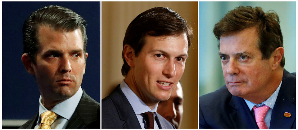 President Donald Trump's son Donald Trump Jr., son-in-law Jared Kushner and former campaign manager Paul Manafort have been asked to appear before United States Senate committees next week to answer questions about the campaign's alleged connections to Russia, officials said on Wednesday (19/07). (Reuters Photo/Brian Snyder/Carlo Allegri)