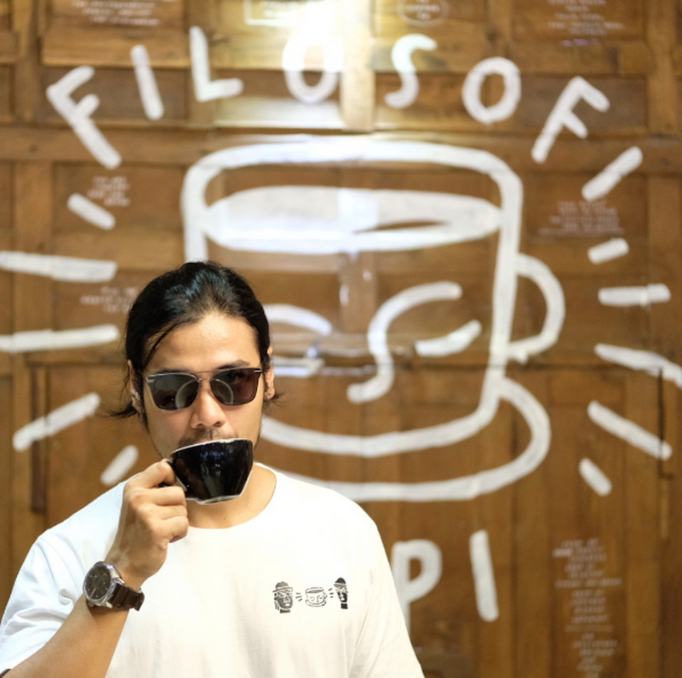 Chicco Jerikho at the Filosofi Kopi coffee shop in Yogyakarta. (Photo courtesy of Chicco Jerikho)