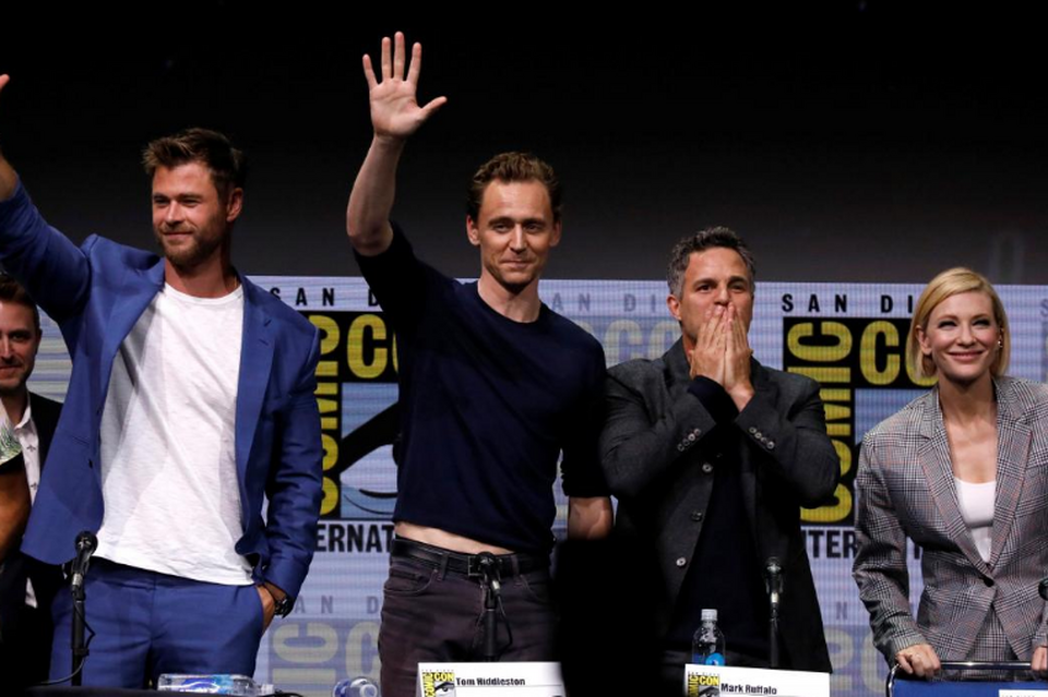 From left: cast members Chris Hemsworth, Tom Hiddleston, Mark Ruffalo and Cate Blanchett at a panel for "Thor: Ragnoarok" during the 2017 Comic-Con International Convention in San Diego, California, US, July 22, 2017. (Reuters Photo/Mario Anzuoni)