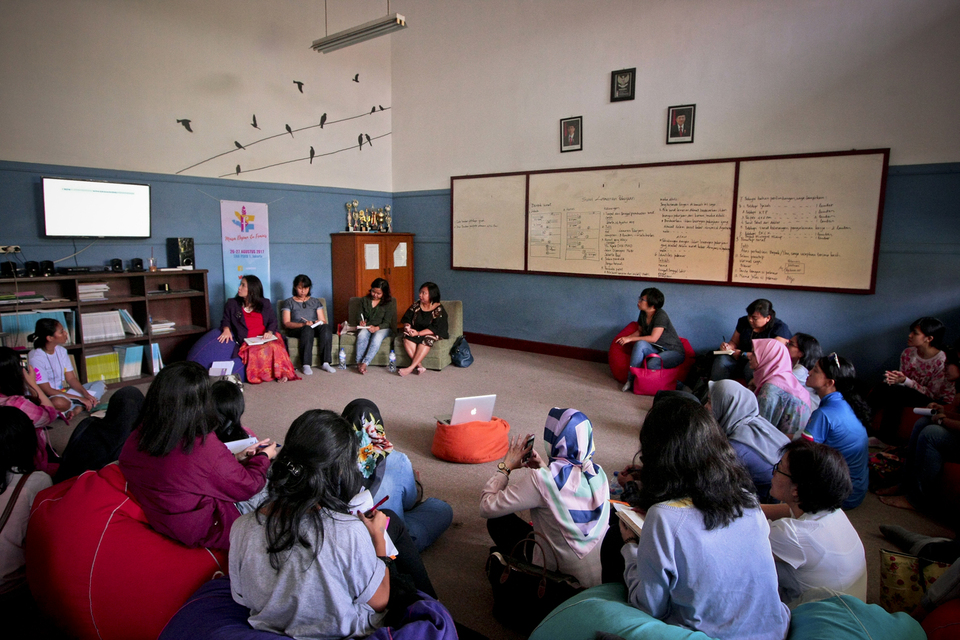 Feminist Fest 2017 to be held at SMA 1 PSKD, Central Jakarta on Saturday (26/08) Discussions about the unique challenges women face in employment, whether as domestic workers, factory workers, or sex workers with Anis Hidayah, Luviana, and Ikka Noviyanti (JG Photo/Yudha Baskoro)