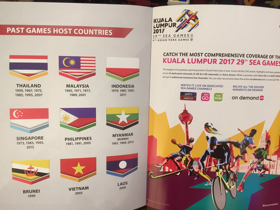 Indonesia's flag was printed upside down in materials distributed by the organizers of the 2017 Southeast Asian Games in Kuala Lumpur, Malaysia, on Saturday (19/08). (Photo courtesy of Imam Nahrawi)