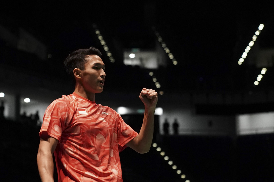 Indonesian men's badminton team saw off Thailand 3-1 in the 2017 Southeast Asian Games semifinals at the Axiata Arena in Bukit Jalil, Malaysia, on Wednesday (23/08). (Antara Photo/Wahyu Putro A.)