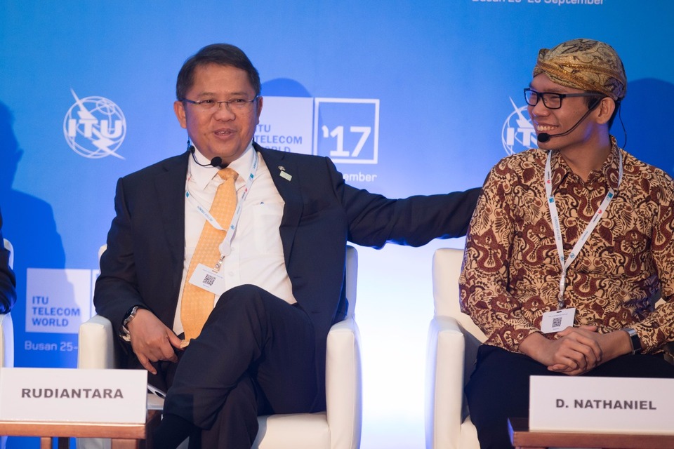 Information and Communications Minister Rudiantara at the International Telecommunication Union Telecom World 2017 in Busan, South Korea, on Tuesday (26/09). (Photo courtesy of Indonesia's Information and Communications Ministry)