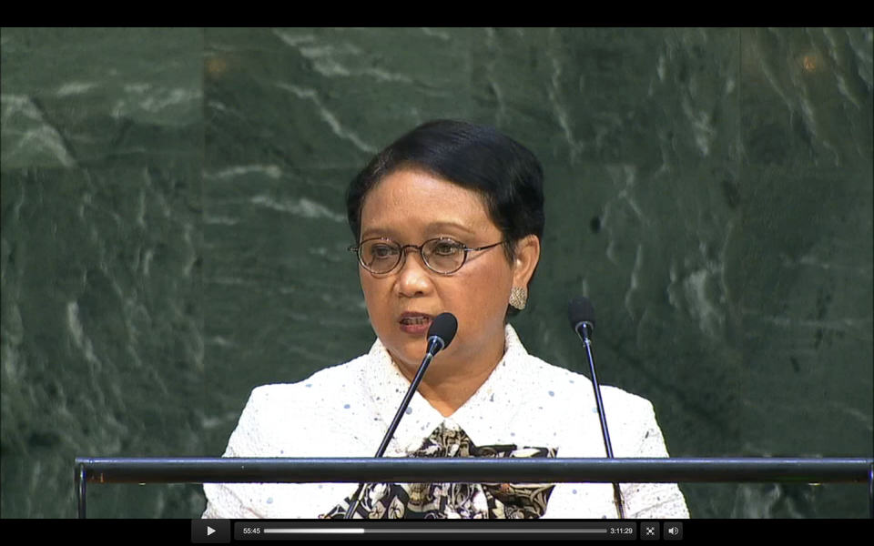 Foreign Minister Retno Marsudi on Saturday (28/10) announced that the Indonesian government does not recognize Catalonia's declaration of independence. (Photo courtesy of the United Nations)