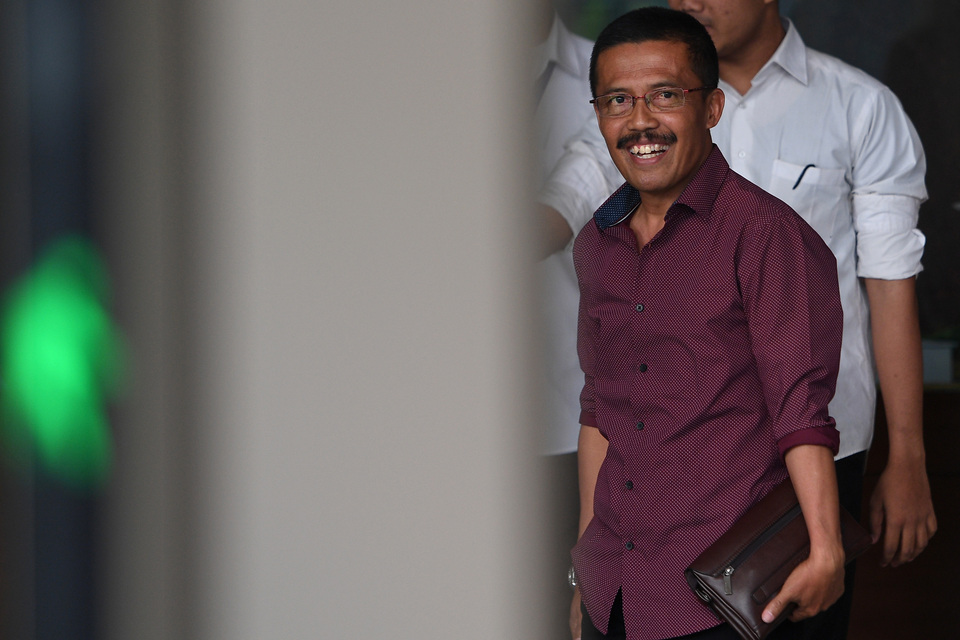 Punjul Santoso at the KPK office in Jakarta on Monday (24/10). (Antara Photo/Sigid Kurniawan)