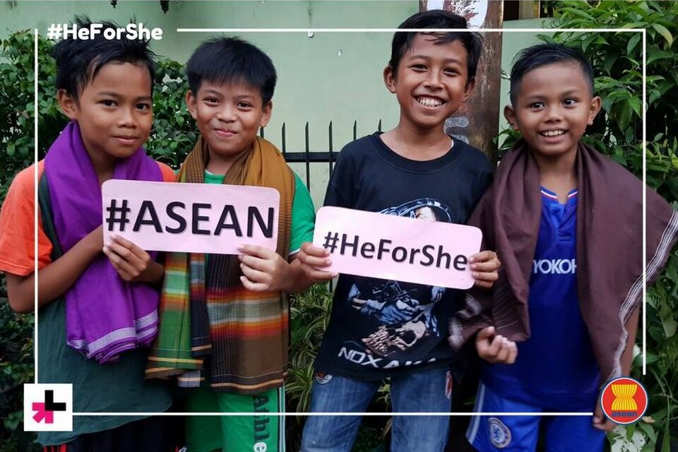 The Association of Southeast Asian Nations (Asean) launched the HeForShe solidarity campaign at its headquarters in Jakarta on Thursday (30/11), marking a new show of commitment toward eliminating discrimination against women in the region. (Photo courtesy of Asean)