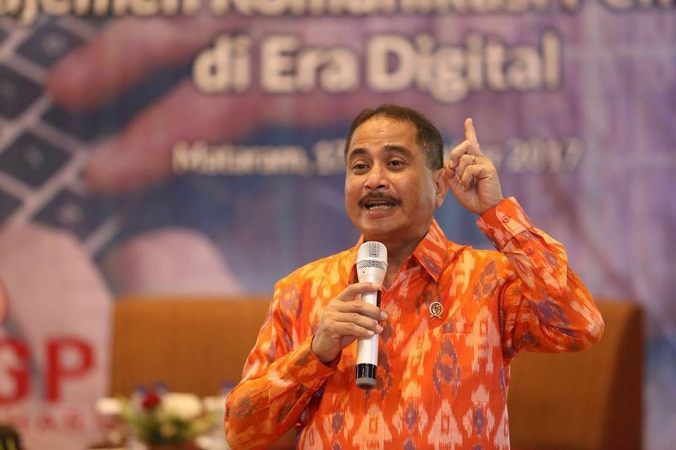 Tourism Minister Arief Yahya talked about the importance of a digital platform in tourism during a speech at Indonesian Tourism Outlook 2018 in Jakarta on Wednesday (01/11). (Photo courtesy of the Ministry of Tourism)