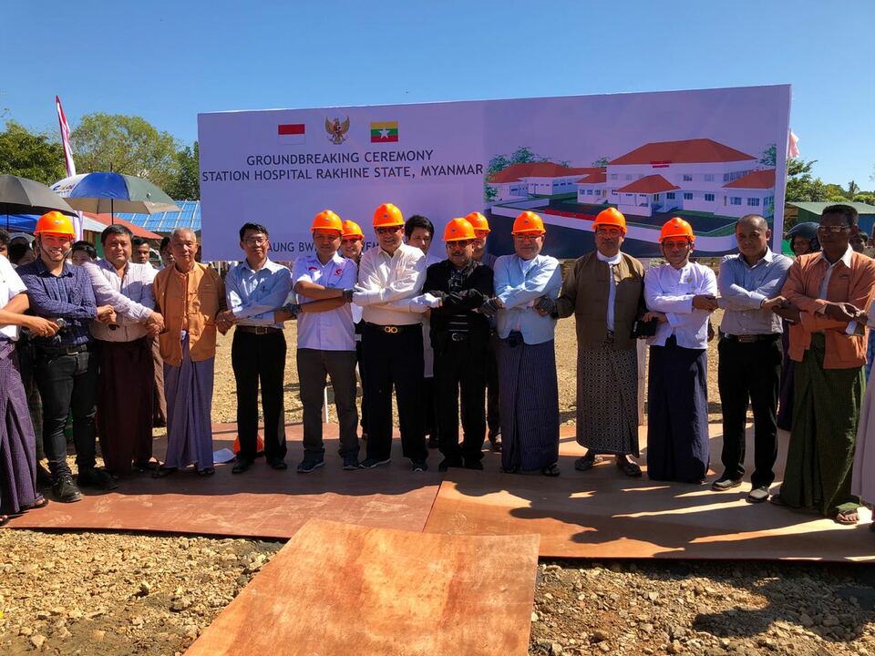 Indonesia on Sunday (19/11) began construction on a new hospital in Myaung Bwe in Myanmar’s Rakhine State. (Photo courtesy of the Foreign Affairs Ministry)