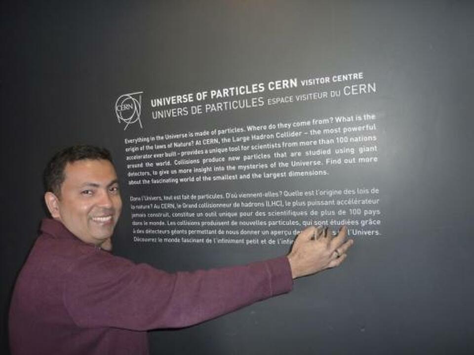 Avijit Roy, a Bangladesh-born US citizen, is pictured in this family photograph taken in CERN, Switzerland in 2012 and released on May 8, 2015.  (Reuters Photo/Rafida Ahmed)