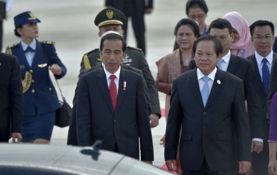 President Joko “Jokowi” Widodo thanked Japan for its contribution towards the Association of Southeast Asian Nations, or Asean, and expressed hope for the country to continue to be a dialogue partner for the regional bloc. (Antara Photo/Yusran Uccang)