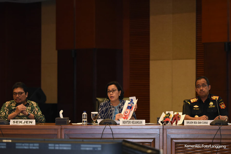 The Ministry of Finance issued a new regulation to raise the threshold for free-on-board prices on personal imported goods from $250 to $500 per person as part of the ministry’s efforts to improve service, Finance Minister Sri Mulyani Indrawati said on Thursday (28/12). (Photo courtesy of the Ministry of Finance)
