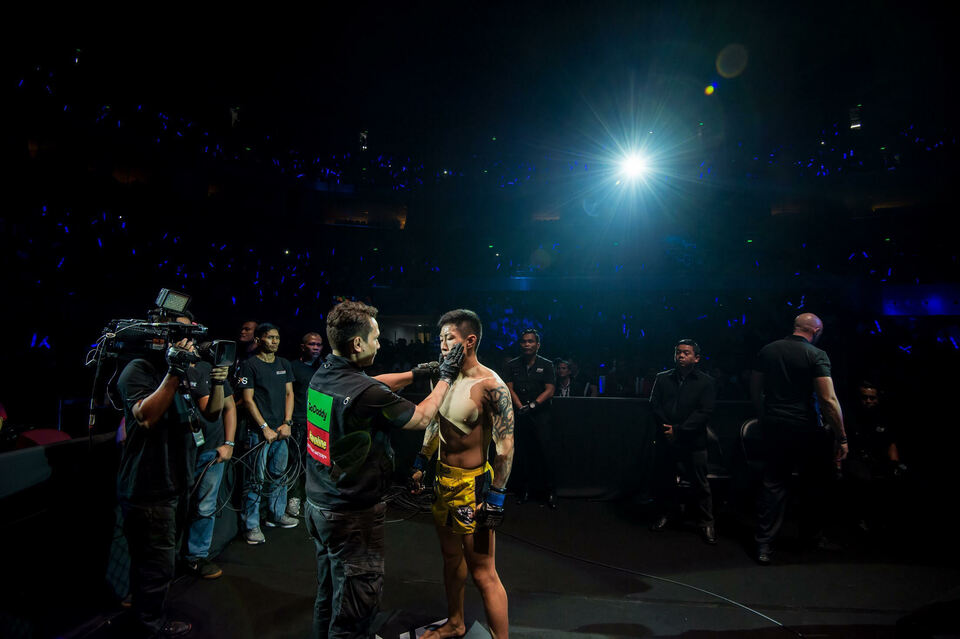 A pre-bout final check performed by ONE Championship officials after the screening of athletes on the week of an event. (Photo courtesy of ONE Championship)