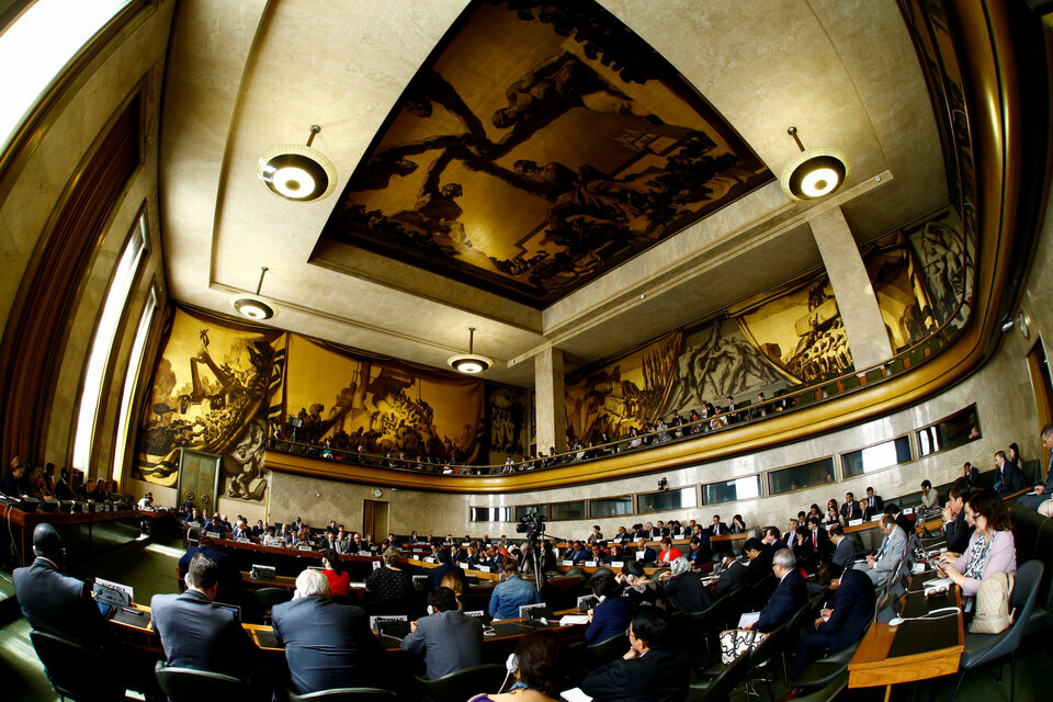 Overview of  the Conference on Disarmament at the United Nations in Geneva, Switzerland May 16, 2017. Picture taken with a fisheye lens.  (Reuters Photo/Denis Balibouse)