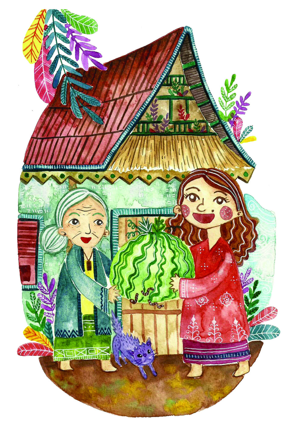 An illustration of 'Bawang Merah Bawang Putih' by Vannia Rizky (Photo courtesy of Erlangga for Kids)