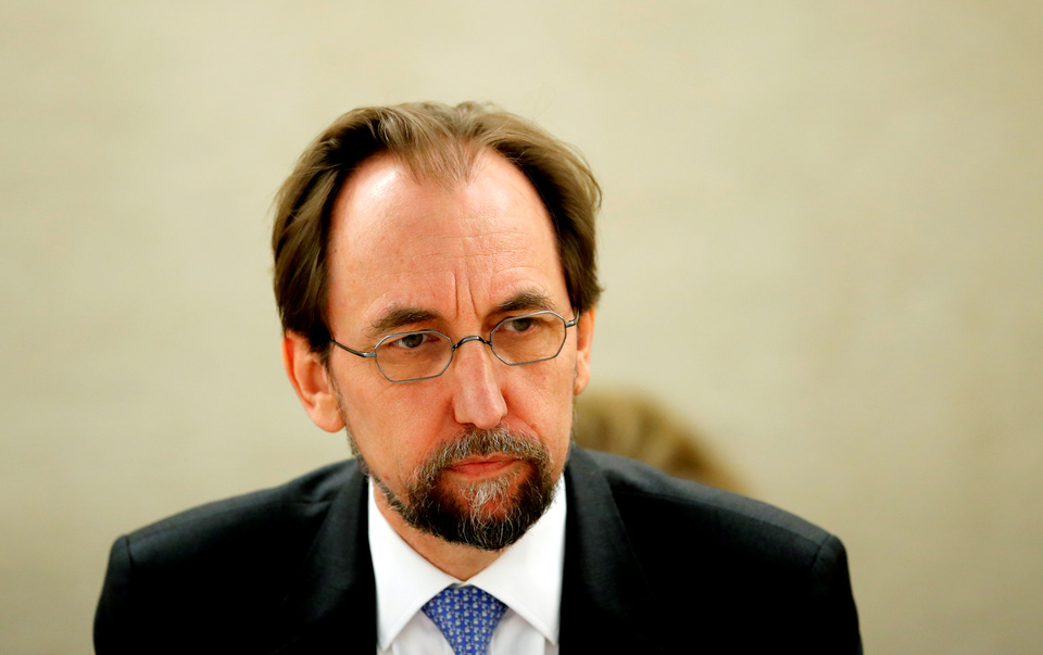 Zeid Ra'ad al-Hussein, outgoing United Nations High Commissioner for Human Rights attends the Human Rights Council at the United Nations in Geneva, Switzerland June 18, 2018.  (Reuters Photo/Denis Balibouse)