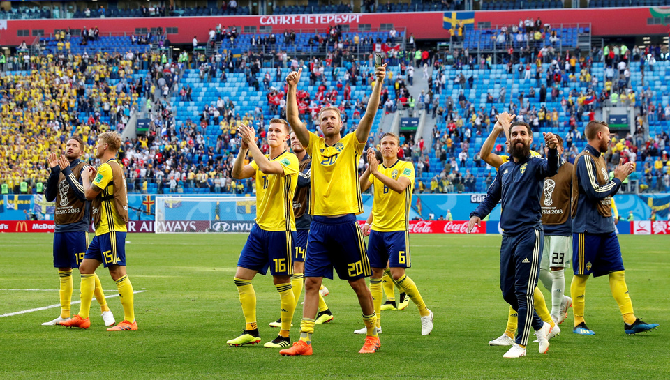 An increasingly confident Sweden is relishing the prospect of a World Cup quarterfinal clash against England after displaying the best of its battling qualities in a 1-0 win over Switzerland in their Round of 16 tie on Tuesday (03/07). (Reuters Photo/Max Rossi)