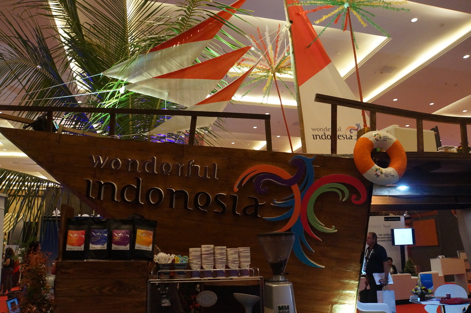 Indonesian Tourism Ministry's booth at Bali & Beyond Travel Fair 2018. (JG Photo/Dhania Sarahtika)
