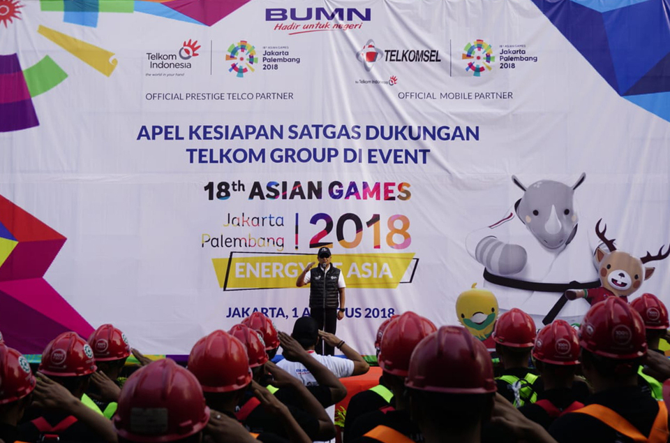 Telkom Indonesia, as official telecommunications partner of the upcoming Asian Games, said it is ready for the event, which will be hosted by Jakarta and Palembang, South Sumatra, between Aug. 18 and Sept. 2. (Photo courtesy of Telkom)