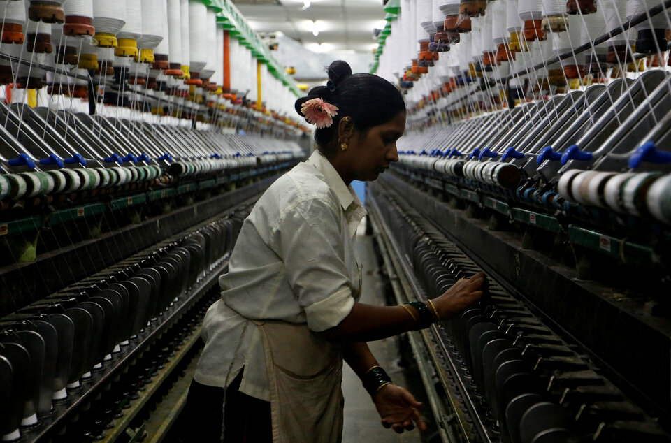 A woman works at a textile mill in Mumbai, India. (Reuters Photo/Francis Mascarenhas)