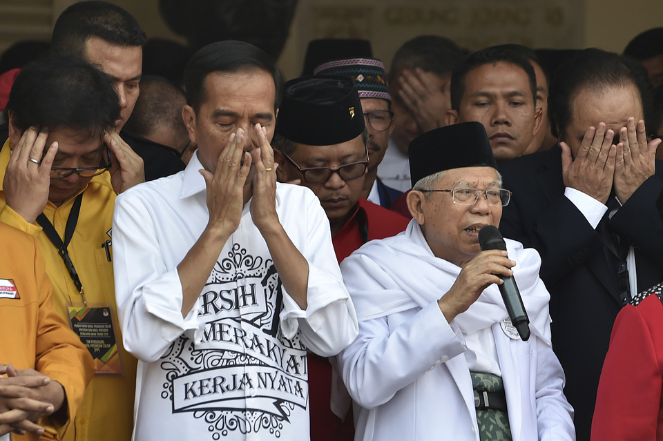 President Joko 'Jokowi' Widodo and Ma'ruf Amin. (Antara Photo/Puspa Perwitasari)