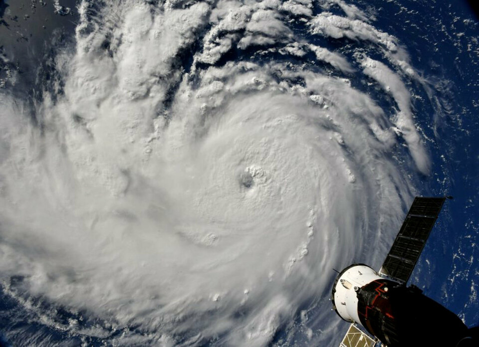Hurricane Florence is seen from the International Space Station as it churns in the Atlantic Ocean towards the east coast of the United States on  Monday (10/09). (Reuters Photo/NASA)