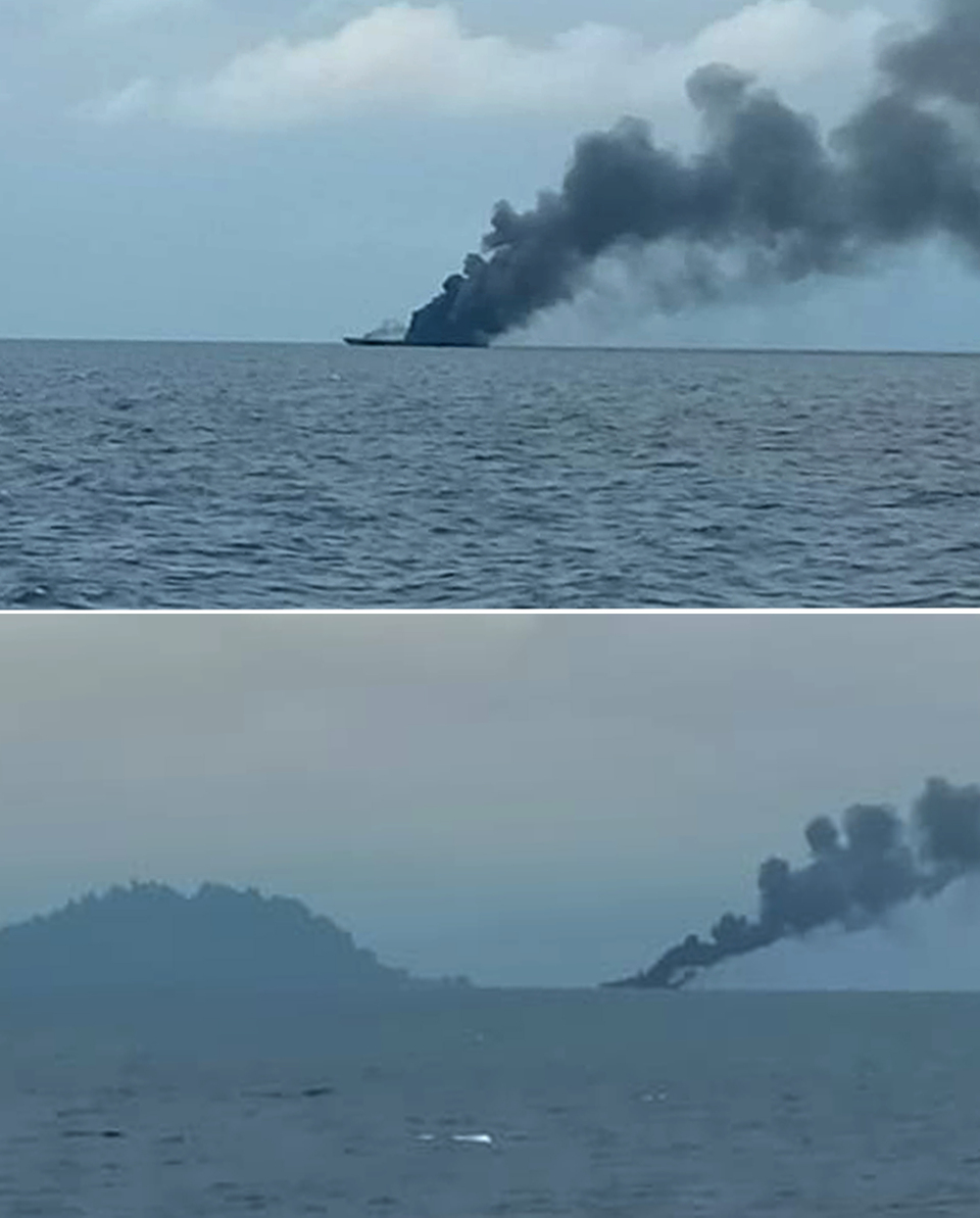 One of the Indonesian Navy's fast missile boats, KRI Rencong-622, caught fire and sank while on patrol near Sorong in West Papua on Tuesday (11/09), becoming the country's second naval vessel to perish in the past nine months. (Antara Photo/Basarnas)