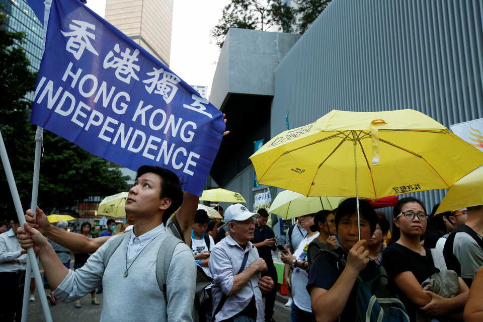 Pro-democracy protesters take part in a rally to mark the fourth anniversary of Occupy Central movement in Hong Kong, China on Sept. 28, 2018. (Reuters Photo/Bobby Yip)