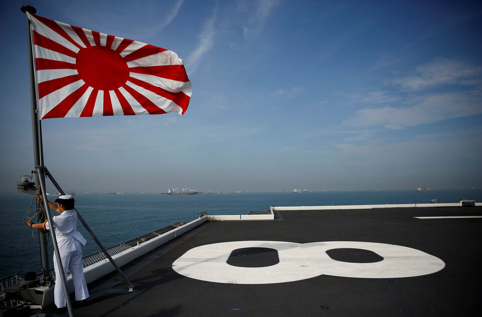 Japan has decided not to take part in this week's international fleet review in South Korea after Seoul effectively asked Tokyo not to fly its 'Rising Sun' flag on a warship. (Reuters Photo/Kim Kyung-Hoon)