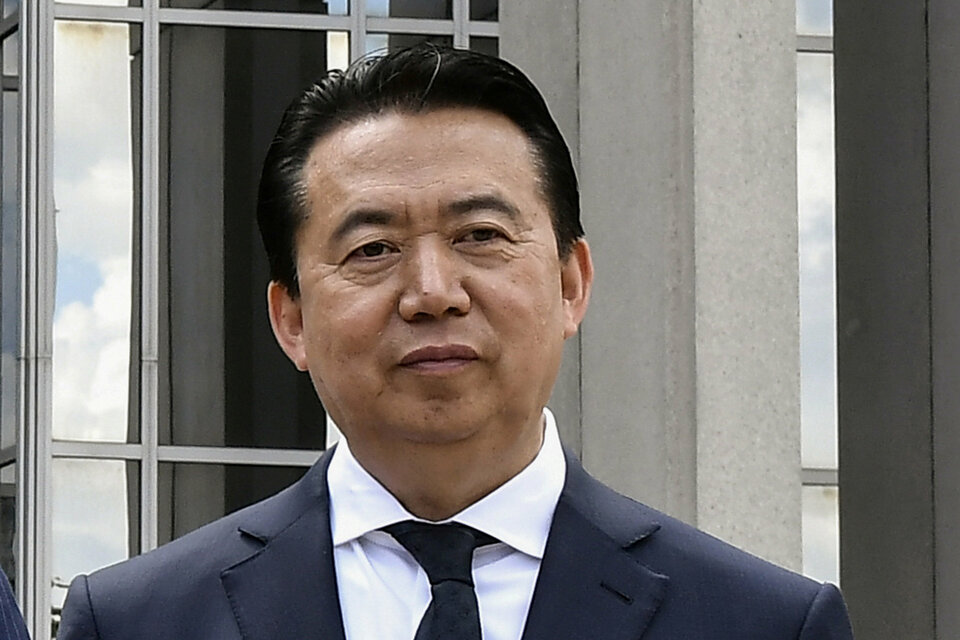 Interpol President Meng Hongwei poses during a visit to the headquarters of International Police Organization in Lyon, France, on May 8, 2018. (Reuters Photo/Jeff Pachoud)